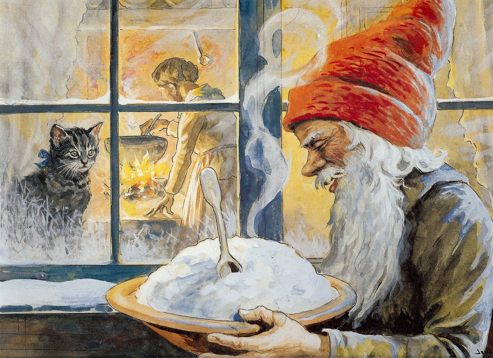Photo of Tomte eating porridge